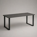 Table à manger rectangulaire 6 personnes en bois et métal, effet béton gris foncé et noir, 160 x 80 x 75 cm