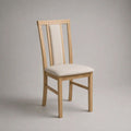 Chaise de salle à manger rembourrée en bois massif et tissu, beige et bois naturel, 45 x 50 x 98 cm