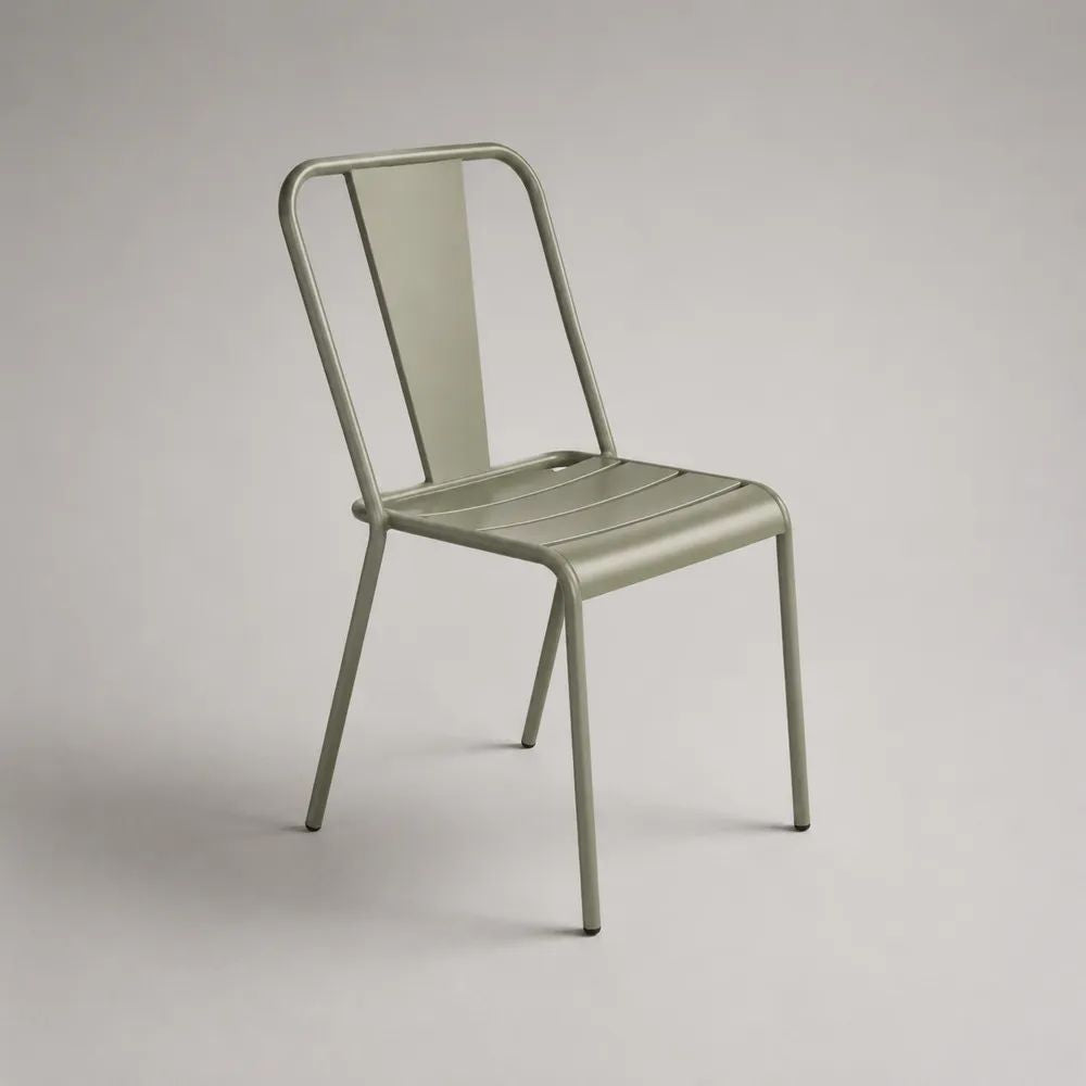 Chaise en acier thermolaqué vert sauge 49 × 52 × 84 cm