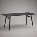 Table à manger rectangulaire 6 personnes en MDF mélaminé et acier noir, 180 × 90 × 75 cm