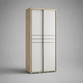 Armoire penderie à 2 portes coulissantes en panneaux de particules mélaminés, chêne clair et blanc, 100 × 50 × 200 cm