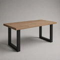 Table à manger rectangulaire en bois et acier noir, 4 à 6 personnes, 160 × 80 × 75 cm, effet chêne naturel