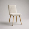 Chaise de salle à manger rembourrée en tissu bouclé crème avec pieds en bois, 47 x 55 x 84 cm