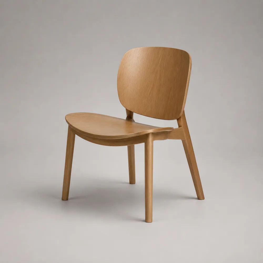 Chaise de salle à manger en chêne massif et bois plaqué, finition chêne naturel, 51 × 53 × 79 cm