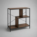 Bibliothèque étagère sur pied en acier et panneaux de particules, marron et noir, 100 × 30 × 100 cm