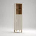Colonne de salle de bain en MDF et panneaux mélaminés avec 1 porte et 2 niches, blanc cassé et chêne clair, H 160 x L 40 x P 30 cm
