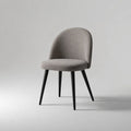 Chaise de salle à manger rembourrée en polyester gris avec dossier arrondi et pieds en acier noir, 49 × 55 × 82 cm