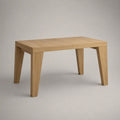 Table à manger extensible rectangulaire en MDF plaqué chêne et hévéa massif, chêne clair, 120 à 160 × 80 × 75 cm