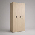 Armoire penderie rectangulaire 3 portes en panneaux de particules mélaminés, bois clair et noir, 120 × 52 × 200 cm